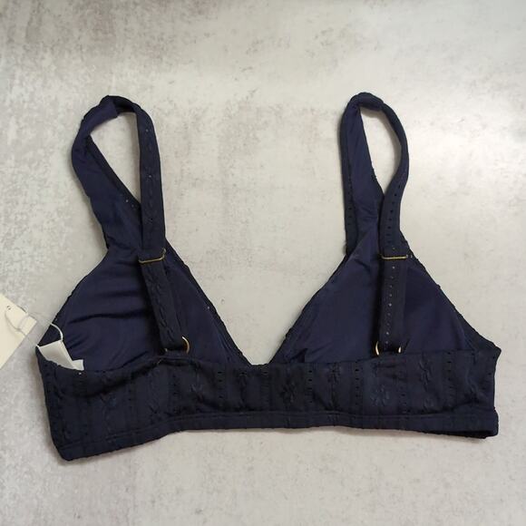 Andie Belmar Top Navy Blue Bikini Triangle Swimwear Bathing Suit Twisted M New - Picture 5 of 11